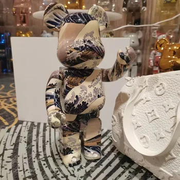 28cm Fi@rbricklys 400% Bearbrick Jucărie Mare Val pe Kanagawa 400% Urs de Colectare Model de Jucărie Cadou Cadou Arta Jucărie