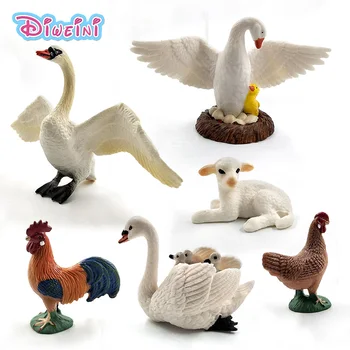 Artificiale Miel Swan Cocos Pui, oaie, Găină model animal figura plastic Decor educativ jucarie Cadou Pentru Copii