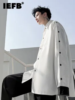 IEFB Cusute Men ' s Cămașă de Moda coreeană Nișă 2023 Nou Toamna Turn-down Guler Singur Pieptul Masculin Topuri Temperament 9A4951