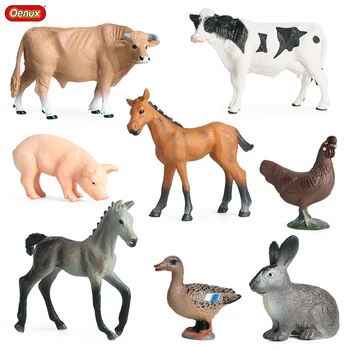Oenux PVC Ferma de Animale Figurine Porc, Iepure, Găină, Rață, Cal, Vacă, Pasăre Model de Jucărie Set de Educație Copil Favoarea Partidului Cadou de Crăciun