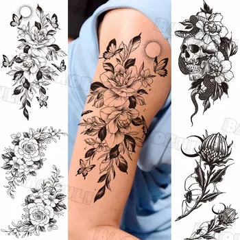 Rose Floare Fluture Tatuaje Temporare Pentru Femei Adulte Tatuaje Temporare Pentru Femei Adulte Fals Tatuaj Tatuaj Body Art Decal