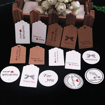 1.18 inch alb/ kraft hârtie de imprimare etichete stoc 100BUC realizate manual tag-ul cu dragoste Etichetă de hârtie pentru DIY cutie de Cadou handmade favoruri