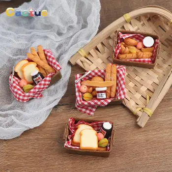 1/6 1/12 casă de Păpuși în Miniatură Mini Pâine cu Coș de Simulare de Bucatarie Model Alimentar Jucării pentru Papusa Casa Decor Accesorii