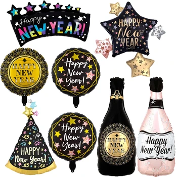 1 buc An Nou Fericit partidul decor sticla de vin folie de aluminiu baloane de An Nou întâlnirea anuală scena decor de stele căzătoare