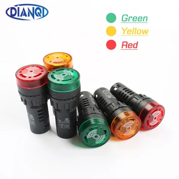 1 buc colorate AD 16-22SM 12V, 24V, 110V 220V 22mm Flash Semnal luminos LED Rosu Active Buzzer Beep Alarma Indicator Rosu Verde Galben