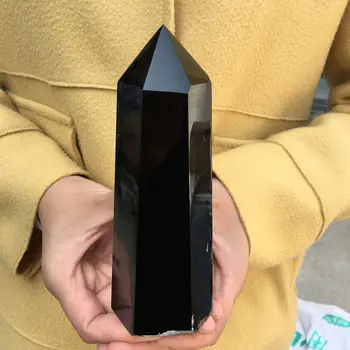 1 BUC Naturale obsidian obelisc punct de cristal de cuarț bagheta de vindecare 550-600g