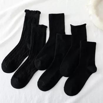 1 Pereche De Moda Elegant Negru Drăguț Lolita Colegiul Rochie Stil Cosplay Pantofi Din Piele Ciorapi Femei Lady Elev De La Scoala De Fete
