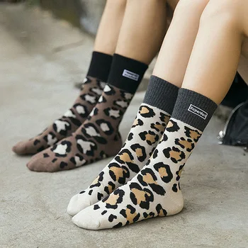 1 Perechi Amuzant Drăguț Leopard De Imprimare Bărbați Și Femei La Fel De Bumbac Șosete De Moda Cuplu Ciorapi Lungi Sosete Groase Tendință Șosete