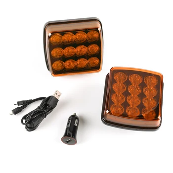 1 Set de LED-uri Magnetice Reîncărcabilă Lumina de Avertizare Amber Pericol Far de Urgență Lumini Stroboscopice pentru 12V 24V Auto Camion Remorcă