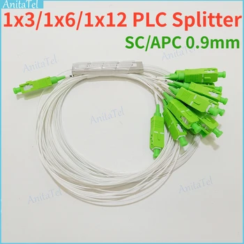 10/20buc 1x3/6/12 SM 0.9 mm 1X3 1x6 1x12 SC APC Fibra Optica PLC Separator G657A1 PVC 1m SM FTTH Splitter-ul Optic PLC SC/APC