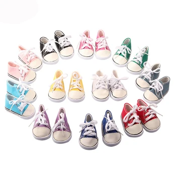 10 Culoare Alege 1,Moda Panza Adidași Pantofi De 18 inch Fată și Fată Păpuși Accesorii Pantofi Roundhead Dantela-up Pantofi de Panza