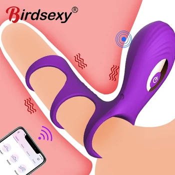 10 Frecvența APP de la Distanță fără Fir Vibratoare Penis Manșon Inel Dildo Butt Plug Vibrator Pentru Bărbați Adulți Jucarii Sexuale Pentru Barbati Penis Sleeve