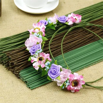 100buc artificiale bine ramură de sârmă pentru DIY ciorapi de nailon floare floare tija cu inel de producție