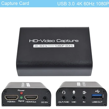 1080P, 4K 60Hz HDMI Card de Captura Video HDMI Cu USB 3.0 Înregistrare Video Box PC, Joc Live Streaming Video Recorder Microfon Audio Out