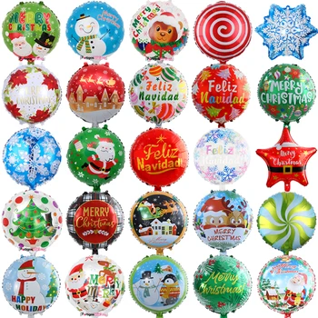10buc 18Inch Crăciun Fericit Decoratiuni Baloane Folie Ghirlande de Crăciun Pom de Crăciun Ornament om de Zăpadă Moș Crăciun Heliu Globos