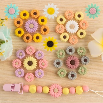 10buc Floarea-soarelui Silocone Margele de Calitate Alimentară Pentru a Face Colier Bijuterii de Copil Suzeta Lant Accesorii