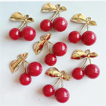 10buc/lot Aliaj Creative Foita de Aur Roșii Cherry Pandantiv Butoane Ornamente Bijuterii Cercei Cravată de Păr DIY Accesorii Bijuterii