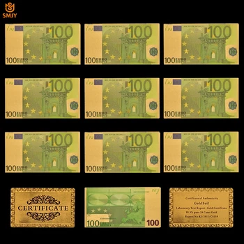 10BUC/Lot Colorate Aur Euro în Bancnote de 100 de Euro Placat cu Aur de 24k Replica Bani de Hârtie de Colectare Cadouri