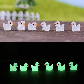 10BUC Mini Rășină Luminoase Rațe Strălucire în Întuneric Miniatură Ornament Mici Rate Pentru DIY Grădină casă de Păpuși Rață Accesorii