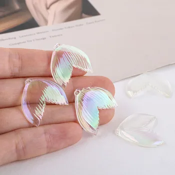 10buc Transparent paiete Picătură Cercei pentru Femeile Rășină Coada de Sirena Farmece Pandantive bijuterii DIY accesorii ac de păr de material