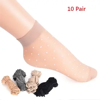10Pair mare de piele elastica de culoare nailon sosete scurte Femei Șosete Elastice Ultra-subțire Transparent Șosete Scurte de Cristal Șosete en-gros