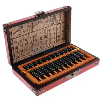 11 Coloana de Epocă Șirag de mărgele de Lemn Aritmetică Abac Calcularea Instrument cu Cutie Cadou de Colectie
