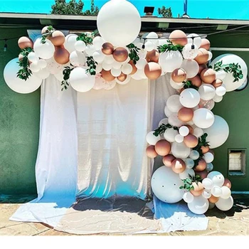 119pcs/set alb, rose de aur confetti latex, baloane nunta ghirlanda petrecere de ziua decoruri baloane arcada Artificială frunze de decoruri