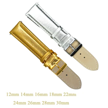 12 mm 14 mm 16 mm 18 mm 20 mm 22 mm 24 mm 26 mm 28 mm 30 mm Curea din Piele Curea de Ceas de Aur de Moda Ceas de Argint Bnad Centura Oră
