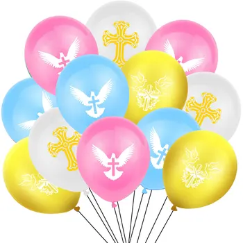 12 țoli Cruce, Înger, Dumnezeu să Binecuvânteze Baloane Imprimate Cruce Dove Pentru Prima Comuniune Copil de Dus Christian Partidul Decor Consumabile