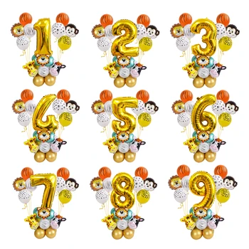 12 țoli Numărul de Aur Balon de Animale Junglă ballon Safari Petrecere Petrecere de Ziua Decor Copii Latex, Folie de Aluminiu Balon Copil de Dus