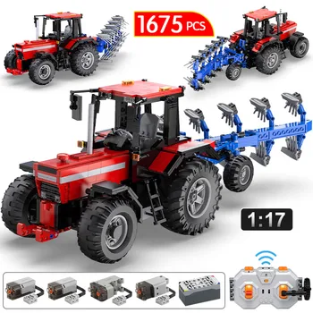 1675pcs 1:17 de Control de la Distanță Unelte Agricole de Recoltat Masina Blocuri RC Tractor, Camion, Vehicul Cărămizi Jucării Pentru Baiat Cadou