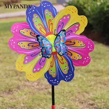 1buc 3D Fluture Floare Moară Fluture Multicolor de Flori Moară de vânt de Culoare Wind Spinner Gradina Curte Decor Jucărie pentru Copii