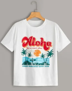 1buc Plajă în Vacanță Tricou Femei Aloha Păstra Oceanele Curat Tricou Vintage Moda Estetice Graphic Tee