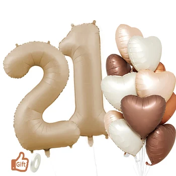 1set 40inch Culoare Caramel 1-9 Număr Balon Folie Inima Balon pentru Copii Adult 20 30 40 50 Fericit Ziua de naștere Petrecere Decoratiuni