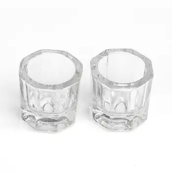 2 buc Mini Crystal Vas de Sticlă Octogon Castron Ceașcă de Unghii Lichid Instrument de Cristal Acrilic Cupa Echipamente de Unghii, Jar de Arta Pentru Amestecarea Po I6F0