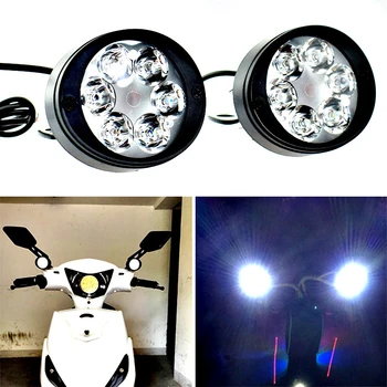 2 Buc Motocicleta Faruri Ceață Lumini de Echitatie Pentru Cap Lampa cu 6 Led-uri 12V-85V Motoare din Spate Vedere aparat de Fotografiat Oglindă Reflectoare de Înaltă Calitate