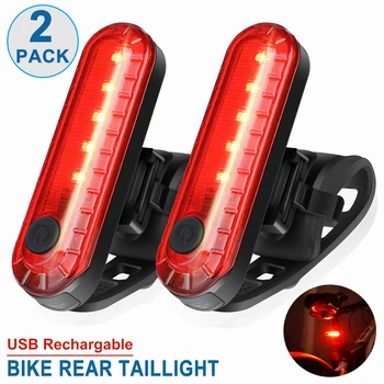 2 bucăți Strălucitoare de Biciclete din Spate Lumina de Ciclism Stopul de Siguranță Lanterna USB Reîncărcabilă 4 Opțiuni pentru Modul de Lumină LED-uri de Biciclete Coada Lumina