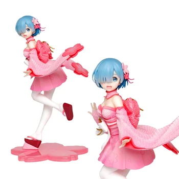 2 Stiluri Rem Figura Anime RE: Zero-Incepand de Viață într-o Altă Lume Albastru Roz Sakura Kimono Model Drăguț Jucării 23CM PVC Cadou Papusa