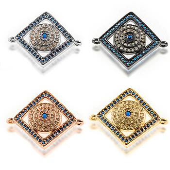 20.9x25.2mm Micro Pave Culoare Zircon Diamant Clasic Ochi Aliaj Conector DIY Cercei Femei Brățară Accesorii en-Gros