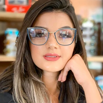 2020 Nou Sexy ochi de Pisica rama de ochelari femei obiectiv clar rame de ochelari de brand de moda de design Transparent ochelari metal