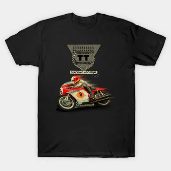2021 Bărbați/Femei Vara Legendarul Giacomo Agostini Urmă Motocicleta Campion TT câștigător MotorManiac T-Shirt