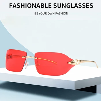 2021 noua moda cadru mic de sex feminin de ochelari de soare de culoare gradient ocean lentile de ochelari fara rama ochelari de soare patrati trend