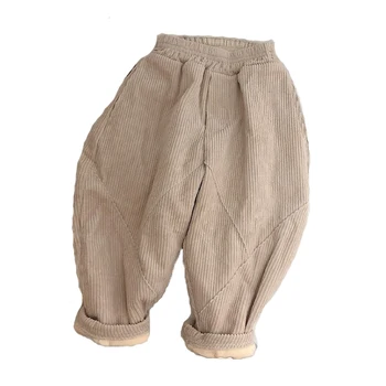 2021 Noua Pluș Pantaloni Băieți Fete Primavara Toamna Mozaic Harem pantaloni Cald Îngroșa Casual pantaloni de Catifea cord Uzura pentru Copii