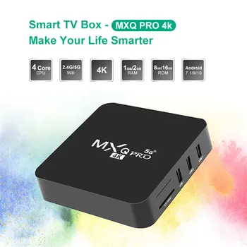 2022 Brasil Android TV Box MXQ PRO 4K Smart TV Box Android 10.0 RK3128 Media Player 1+8G com 2.4 G&5G Wifi Set Top Box