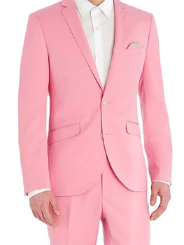 2022 Două Buton pentru Bărbați Costume de Afaceri Nou Stil Roz Mirele Petrecere Barbati Costume 2 Piese(Sacou+Pantalon+Cravata)traje de novio