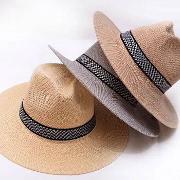 2022 Moda Femei Barbati Panama Jazz Largă Pălărie De Paie De Agrement De Vară De Protecție Solară Capac De Agrement Palarie De Soare Stil Simplu Pentru Călătorie