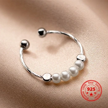2022 Noi 925 Sterling Silver Pearl Inele Reglabile Pentru Femei De Moda Dulce De Deschidere Inel De Nunta Petrecere Bine S925 Bijuterii