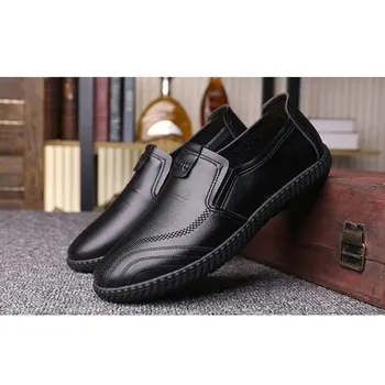 2022 Nou Pantofi Barbati Casual din Piele Pantofi Confortabil, Moale, rezistent la Uzura Piele Lăcuită Negru Pret Special