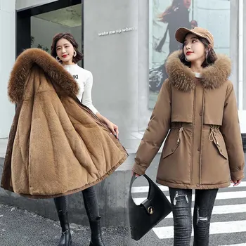 2022 Noua Jacheta de Iarna Cald Guler de Blană Gros Palton de Moda Lung Hooded Parka Geaca de Femei de Îmbrăcăminte de sex Feminin Zăpadă Poarte Haina