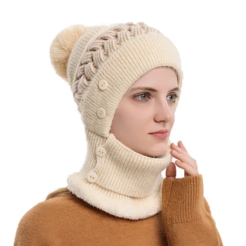 2022 Noua moda Femei Cald Iarna blana de Iepure HatsTogether Cu Eșarfă de sex Feminin Ureche Protector Tricot Chelioși Căciuli Pălărie